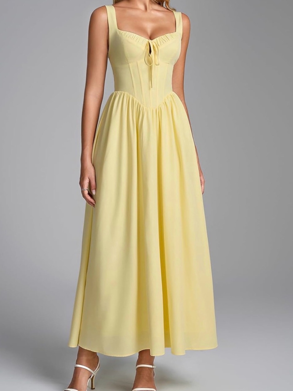 Sunlit Yellow Tie-Front Dress